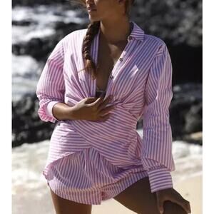Free People Pink Striped Romper